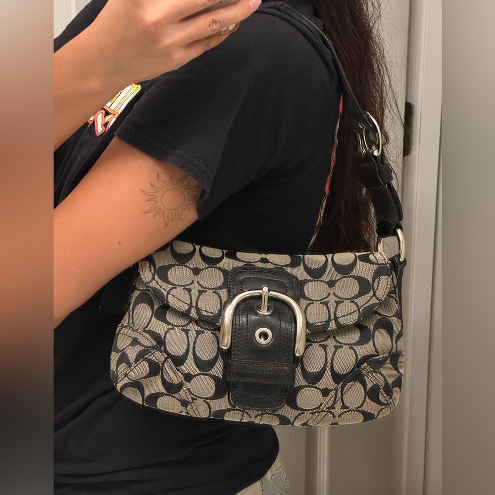 Coach Y2K Signature Monogram Black/Grey Small Shoulder Bag - Picture 10 of 13